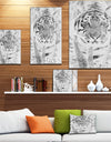 Black and White Tiger Sketch - Animals Painting Print on Wrapped Canvas