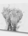 Black and White Elephant Sketch - Animals Painting Print on Wrapped Canvas