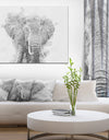 Black and White Elephant Sketch - Animals Painting Print on Wrapped Canvas