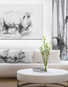 Black and White Rhino Sketch - Animals Painting Print on Wrapped Canvas