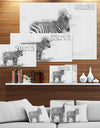 Black and White Zebra Sketch - Animals Painting Print on Wrapped Canvas