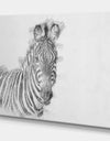 Black and White Zebra Spencil ketch - Animals Painting Print on Wrapped Canvas