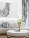 Black and White Zebra Spencil ketch - Animals Painting Print on Wrapped Canvas