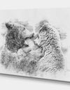 Black and White Bear Pencil Sketch - Animals Painting Print on Wrapped Canvas