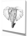 Pencil Elephant Sketch in Black and White - Animals Painting Print on Wrapped Canvas