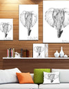 Pencil Elephant Sketch in Black and White - Animals Painting Print on Wrapped Canvas