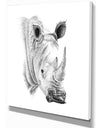 Pencil Rhino Sketch in Black and White - Animals Painting Print on Wrapped Canvas