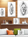 Pencil Lion Sketch in Black and White - Animals Painting Print on Wrapped Canvas