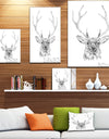 Pencil Deer Sketch in Black and White - Animals Painting Print on Wrapped Canvas