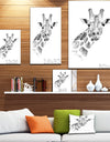 Pencil Giraffe Sketch in Black and White - Animals Painting Print on Wrapped Canvas