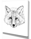 Pencil Fox Sketch in Black and White - Animals Painting Print on Wrapped Canvas