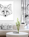 Pencil Fox Sketch in Black and White - Animals Painting Print on Wrapped Canvas