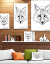 Pencil Fox Sketch in Black and White - Animals Painting Print on Wrapped Canvas