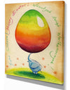 Blue Elephant with Easter Egg - Animals Painting Print on Wrapped Canvas