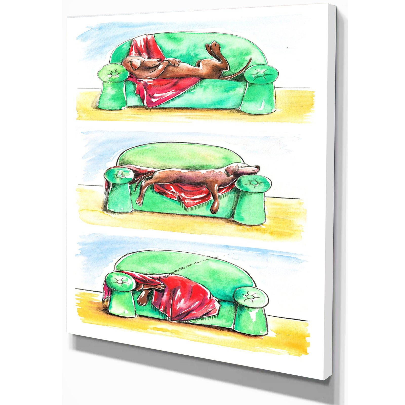 Dog on sofa - Animals Painting Print on Wrapped Canvas