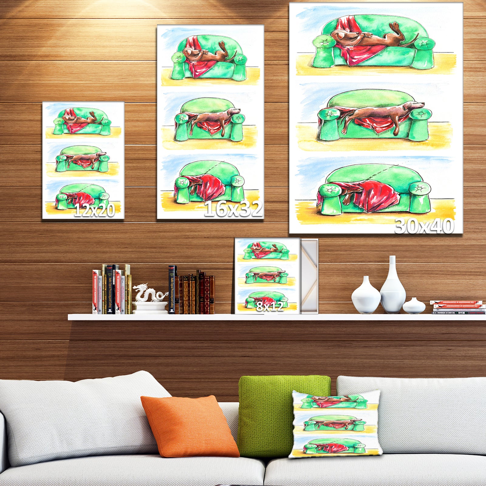 Dog on sofa - Animals Painting Print on Wrapped Canvas