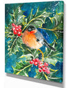 Bullfinch and Holly - Animals Painting Print on Wrapped Canvas