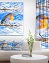 Robin in winter - Animals Painting Print on Wrapped Canvas