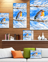 Robin in winter - Animals Painting Print on Wrapped Canvas