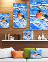 Bullfinch in Snow Storm - Animals Painting Print on Wrapped Canvas