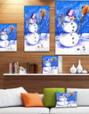 Snowman Playing with Birds - Animals Painting Print on Wrapped Canvas