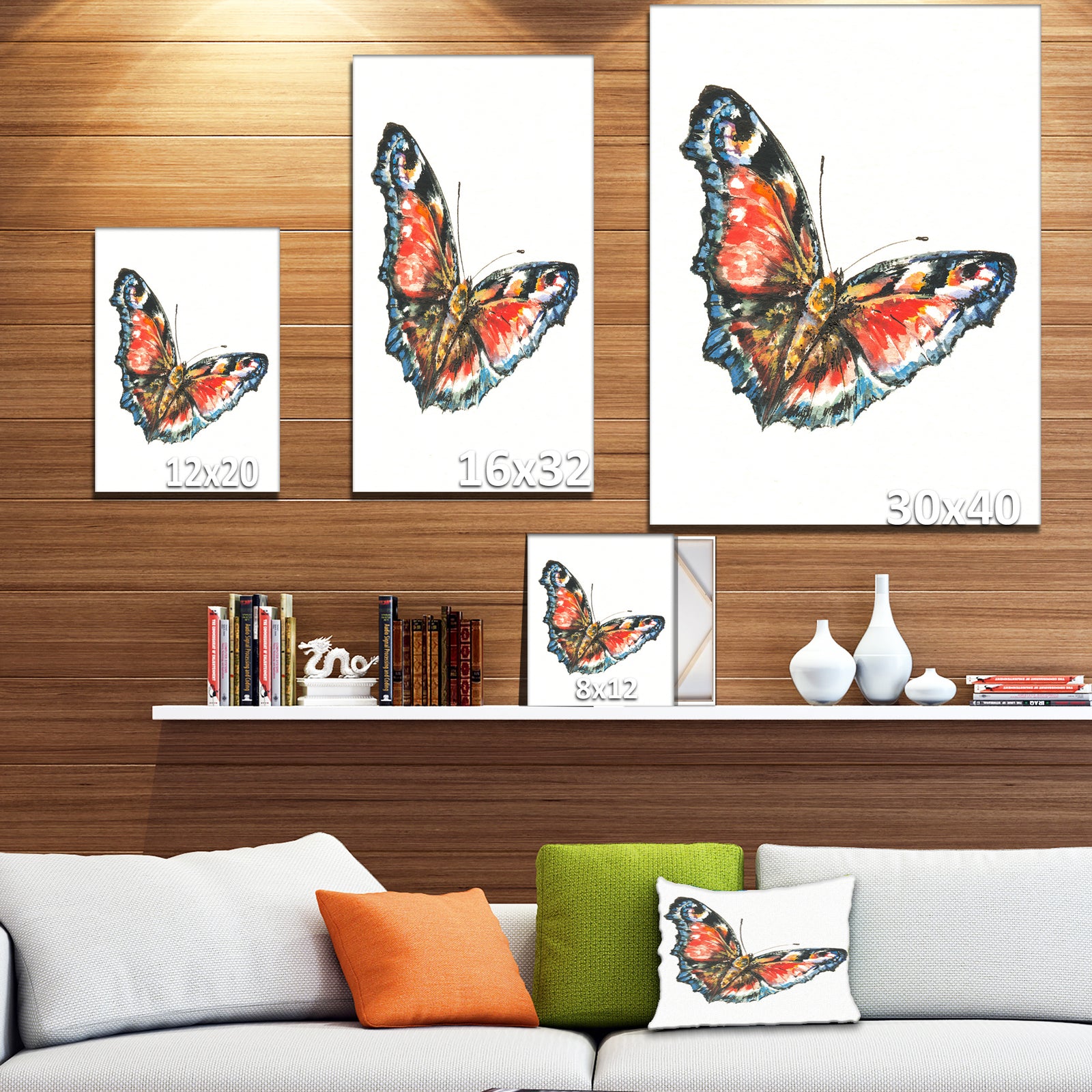Colorful Butterfly - Animals Painting Print on Wrapped Canvas
