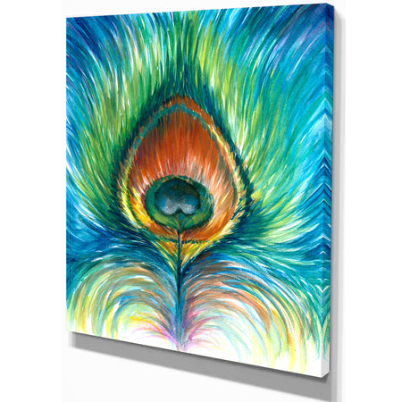 Peacock feather - Contemporary Animals Painting Print on Wrapped Canvas