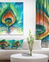 Peacock feather - Contemporary Animals Painting Print on Wrapped Canvas