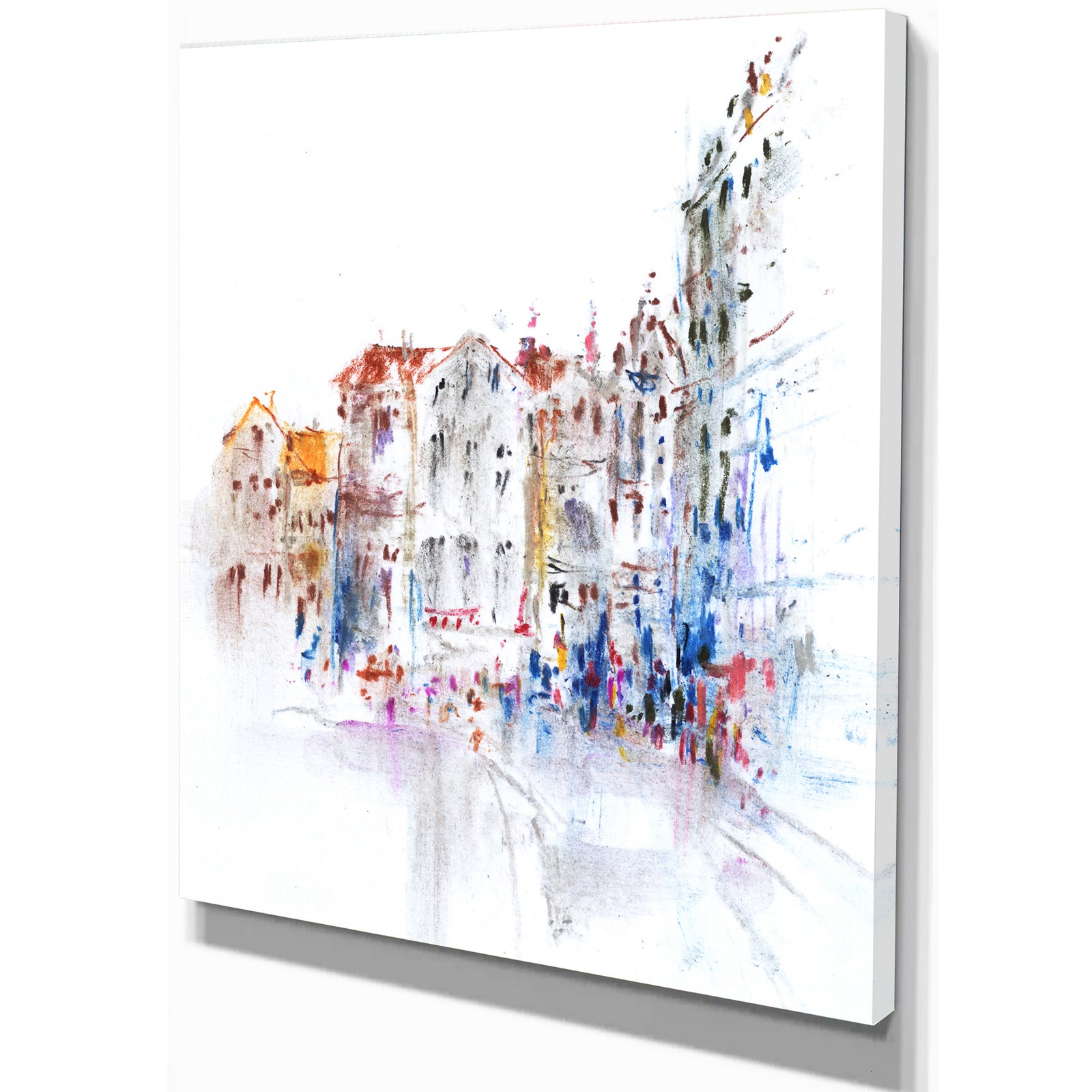 City and People - Cityscapes Painting Print on Wrapped Canvas