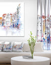 City and People - Cityscapes Painting Print on Wrapped Canvas