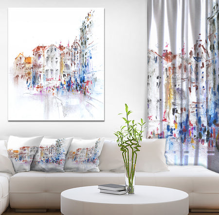 City and People - Cityscapes Painting Print on Wrapped Canvas