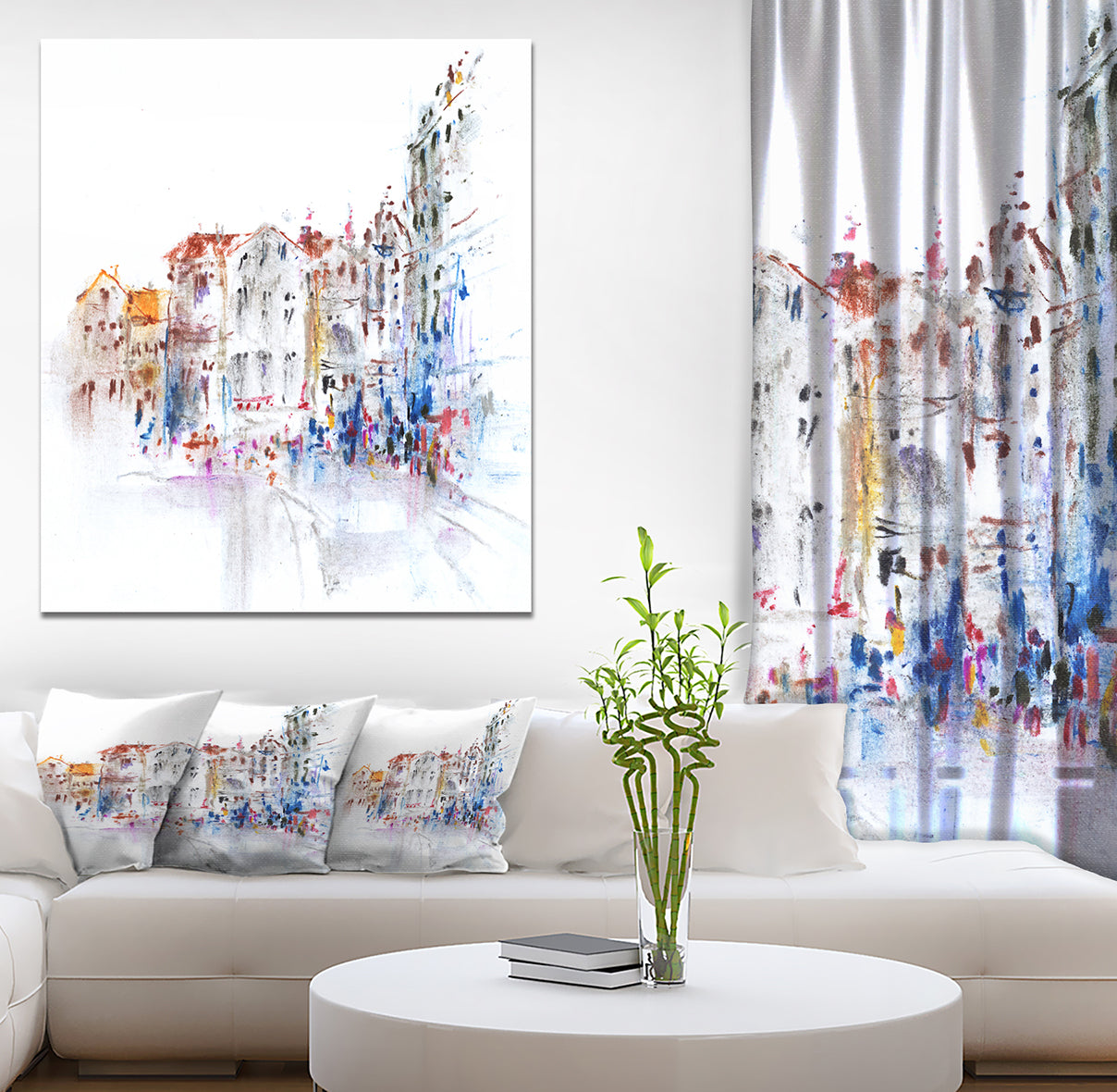 City and People - Cityscapes Painting Print on Wrapped Canvas