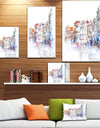 City and People - Cityscapes Painting Print on Wrapped Canvas