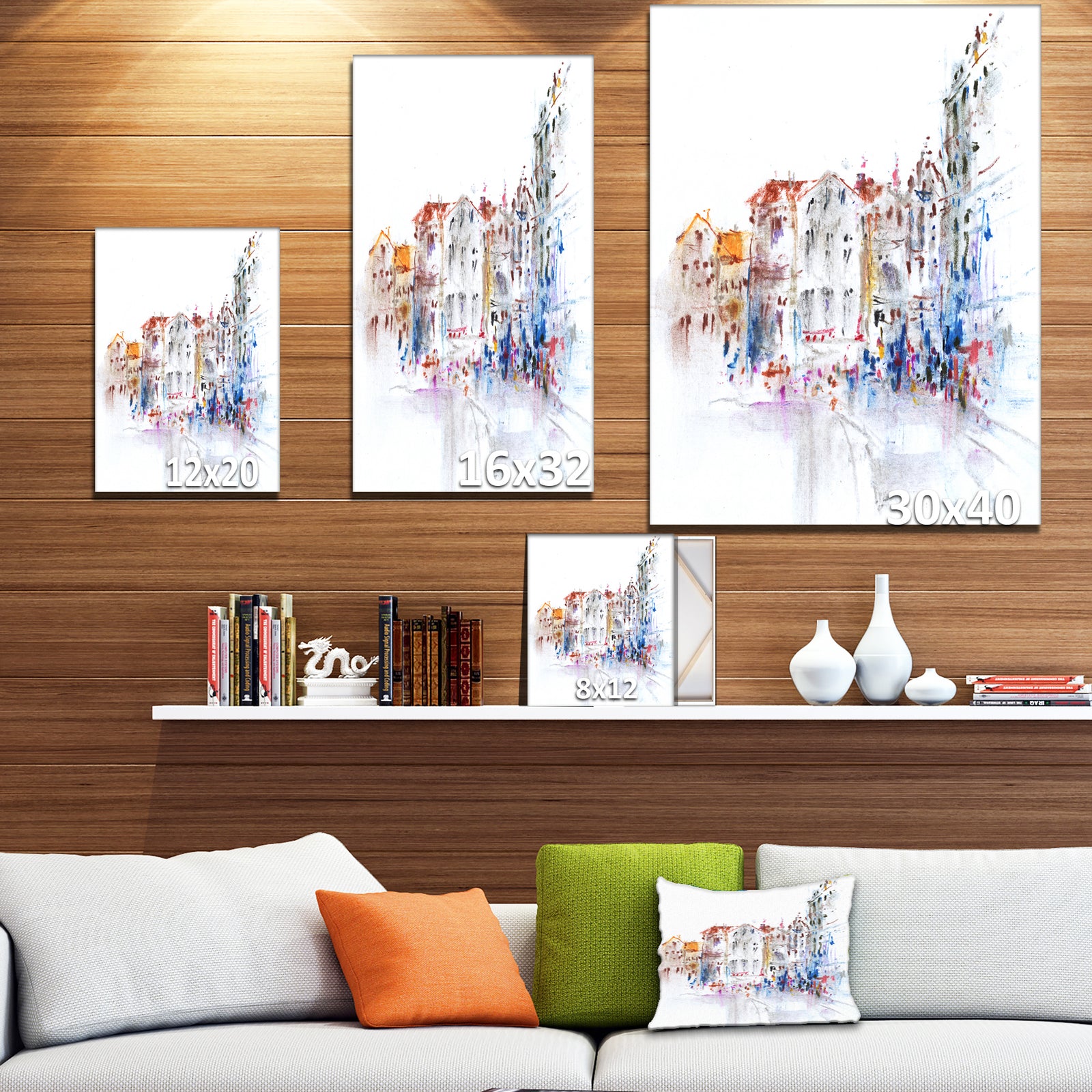 City and People - Cityscapes Painting Print on Wrapped Canvas