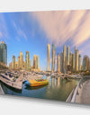 Dubai Marina UAE. Panoramic View in Cloudy sky - Cityscapes Photography on Wrapped Canvas