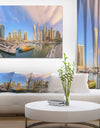 Dubai Marina UAE. Panoramic View in Cloudy sky - Cityscapes Photography on Wrapped Canvas