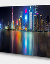 Shanghai Colorful City Skyline - Cityscapes Photography on Wrapped Canvas