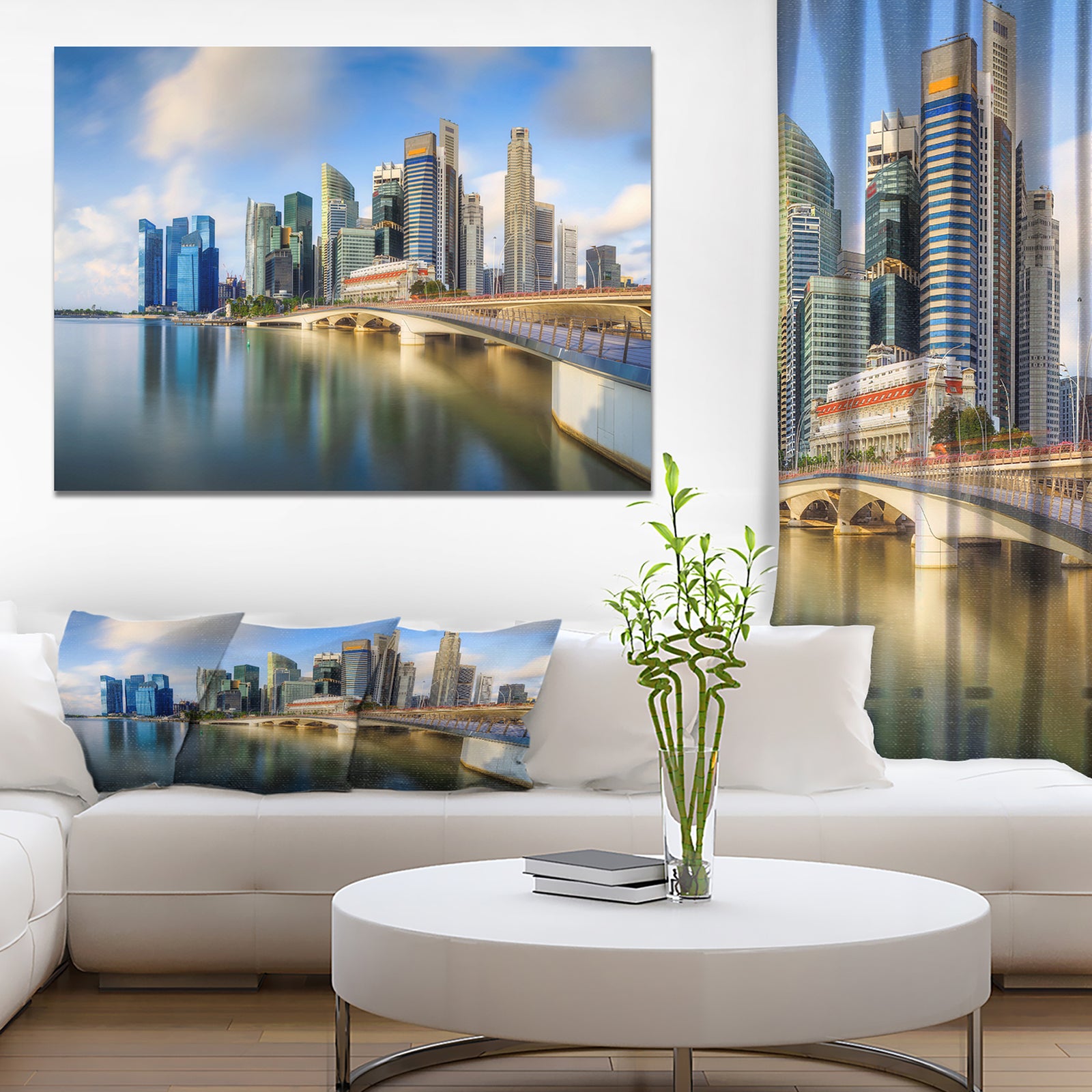 Singapore Skyline - Sea & Shore Cityscapes Photographic on wrapped Canvas