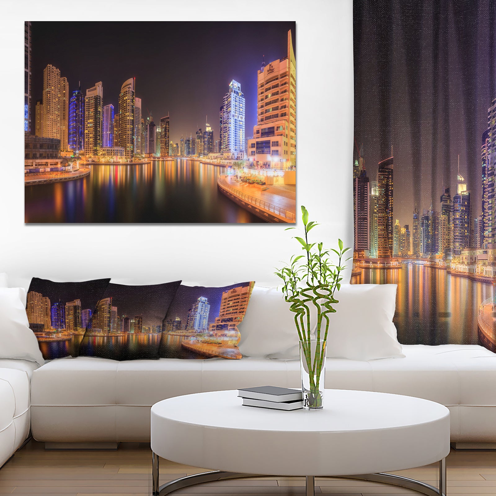 Dubai Marina UAE. Bay Panoramic View - Cityscapes Photography on Wrapped Canvas