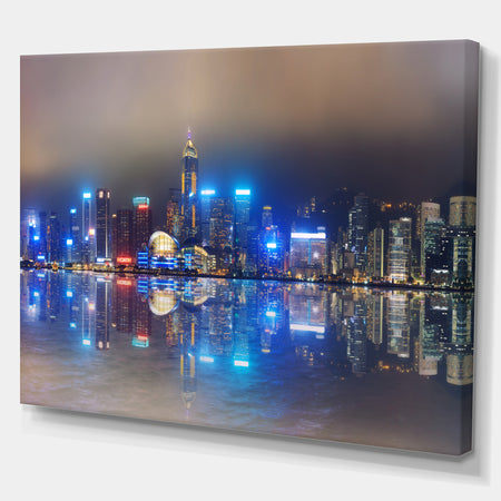 Panorama of central Hong Kong - Landscapes Cityscapes Photographic on wrapped Canvas