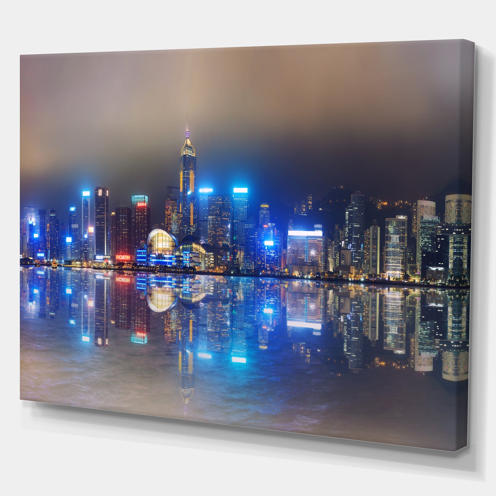 Panorama of central Hong Kong - Landscapes Cityscapes Photographic on wrapped Canvas