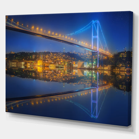 Bosphorus bridge at night Istanbul Skyline - Cityscapes Photography on Wrapped Canvas