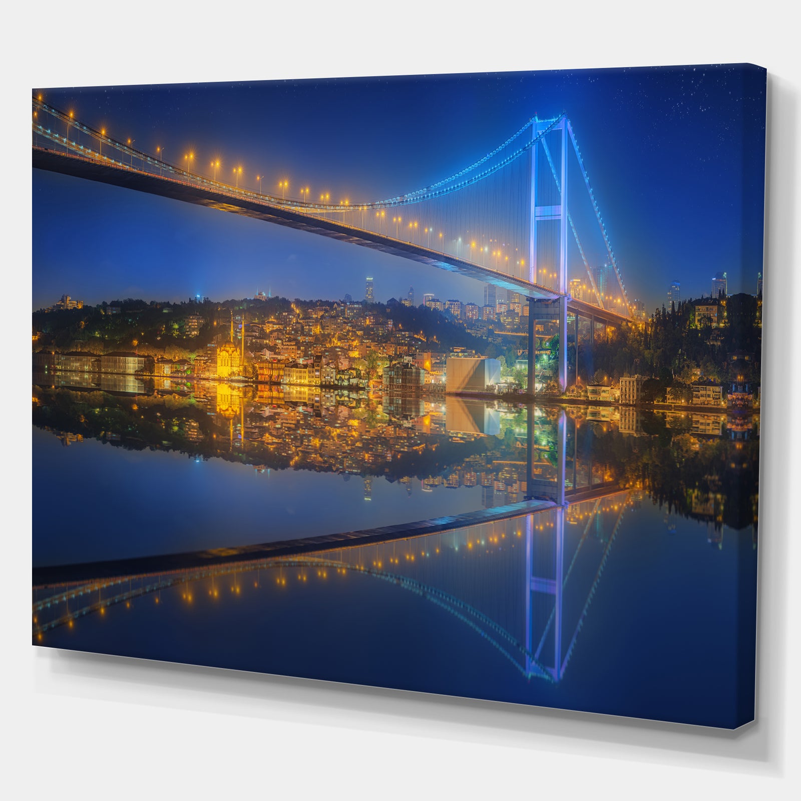 Bosphorus bridge at night Istanbul Skyline - Cityscapes Photography on Wrapped Canvas