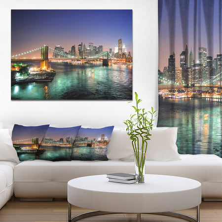 New York City Manhattan downtown - Cityscapes Photography on Wrapped Canvas