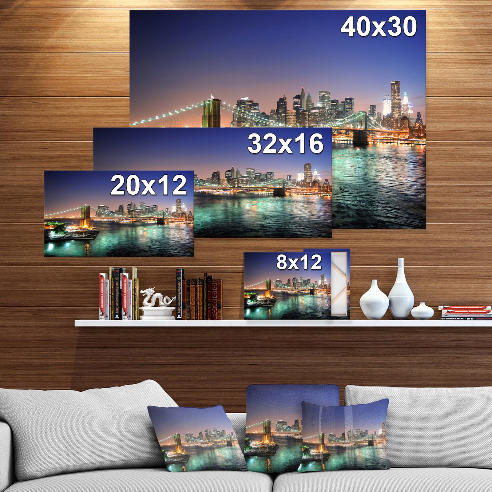New York City Manhattan downtown - Cityscapes Photography on Wrapped Canvas