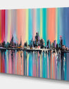 CityUnder Rainbow Sky - Cityscapes Painting Print on Wrapped Canvas