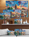 Charles Bridge Prague in Colorful Sky - Cityscapes Painting Print on Wrapped Canvas