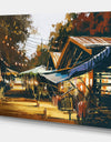 Evening Traditional Market in Oil Painting - Cityscapes Painting Print on Wrapped Canvas