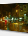 City street at night in Colorful Light - Cityscapes Contemporary on Wrapped Canvas