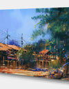 Old fishing village in Clear Sky - Cityscapes Painting Print on Wrapped Canvas